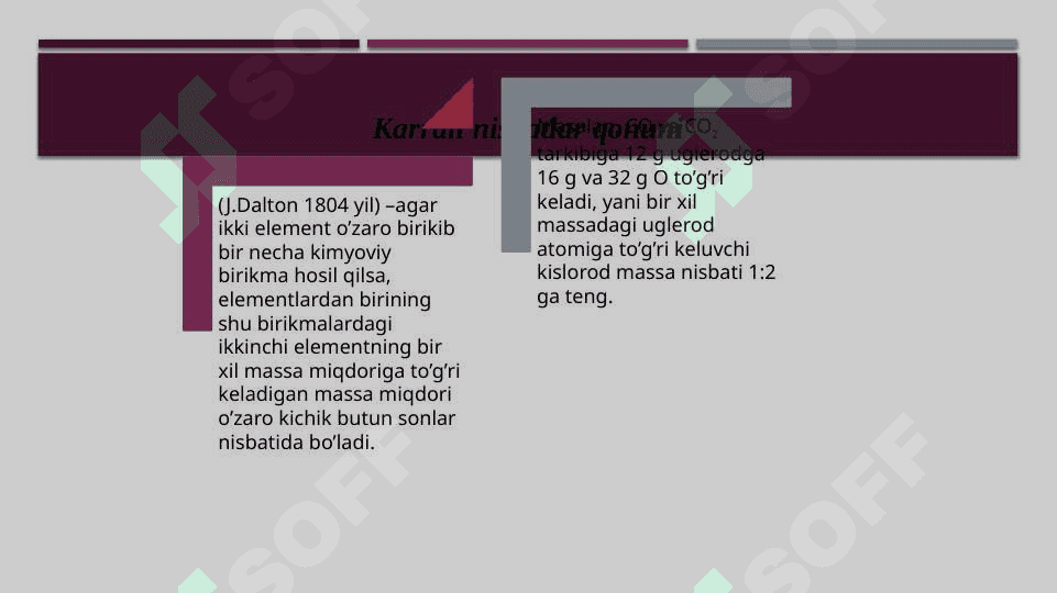 Karrali nisbatlar qonuni 3