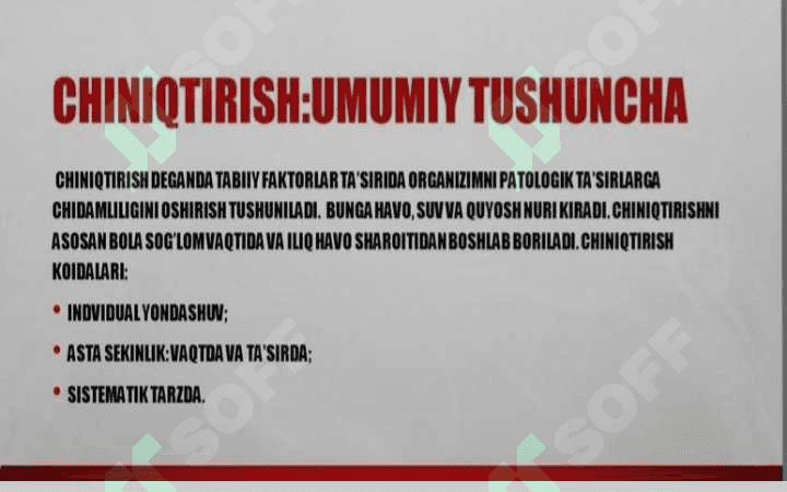 Organizimni chiniqtirish usullari 5