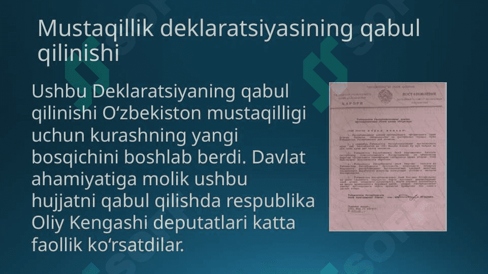 MUSTAQIL  O‘ZBEKISTON  RESPUBLIKASINING  TAShKIL  TOPIShI  VA  UNING  TARIXIY  AHAMIYaTI 4