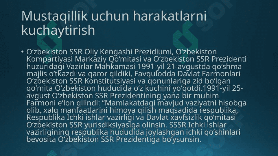 MUSTAQIL  O‘ZBEKISTON  RESPUBLIKASINING  TAShKIL  TOPIShI  VA  UNING  TARIXIY  AHAMIYaTI 6