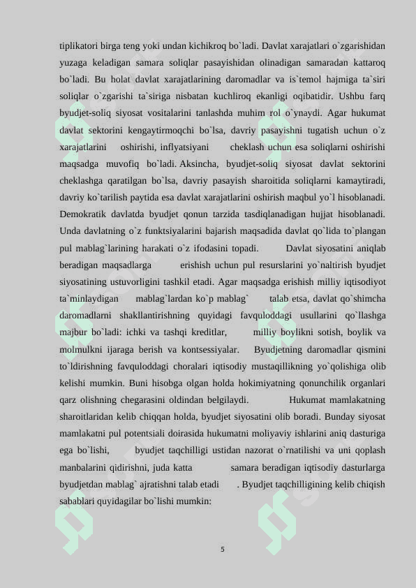 BYUDJET SOLIQ SIYOSATINING BARQARORLIGINI TA'MINLASH YO'NALISHLARI 5