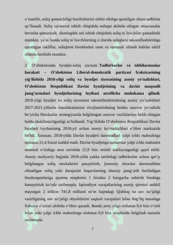 BYUDJET SOLIQ SIYOSATINING BARQARORLIGINI TA'MINLASH YO'NALISHLARI 7