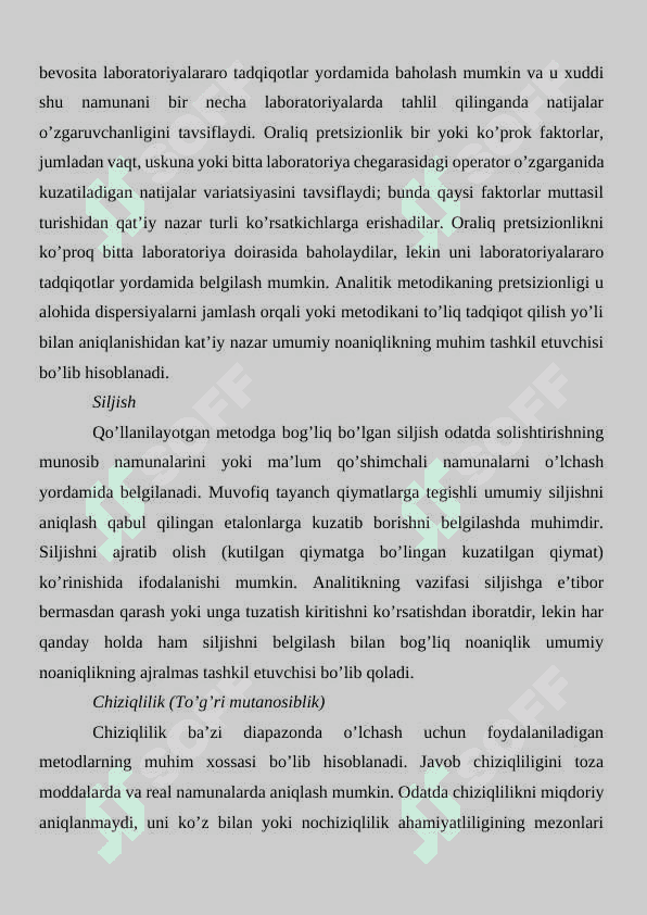 O’lchashlar noaniqligini aniqlash. 6