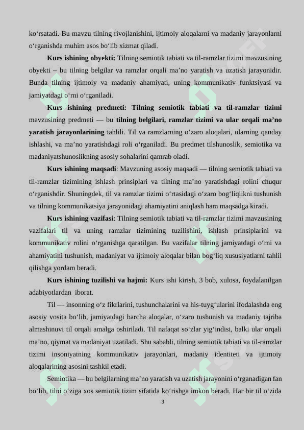TILNING SEMIOTIK TABIATI. TIL-RAMZLAR  TIZIMI 3