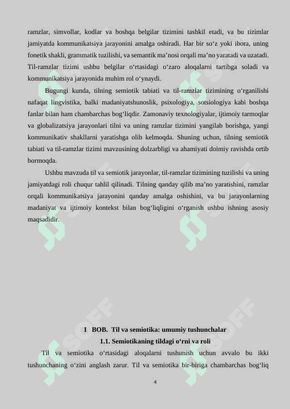 TILNING SEMIOTIK TABIATI. TIL-RAMZLAR  TIZIMI 4