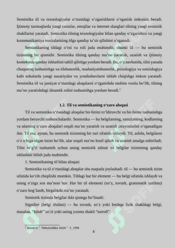 TILNING SEMIOTIK TABIATI. TIL-RAMZLAR  TIZIMI 8