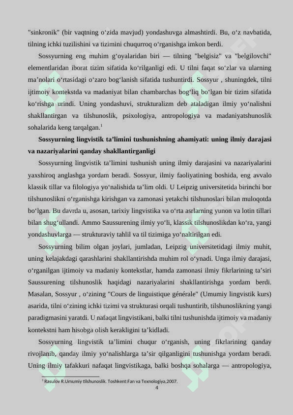 Ferdinand de Sossyurning lingvistik taʼlimoti 4