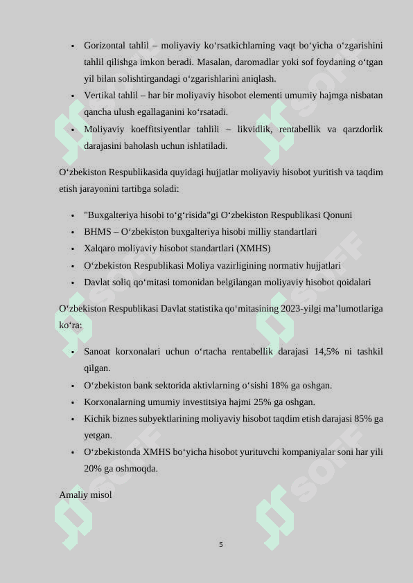 Boshqaruv va moliyaviy hisobotlarni o'zaro taqqoslash. 5