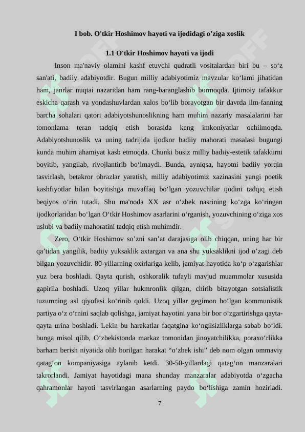 O’tkir Hoshimov asarlarida til birliklarining poetik aktuallashuvi 7
