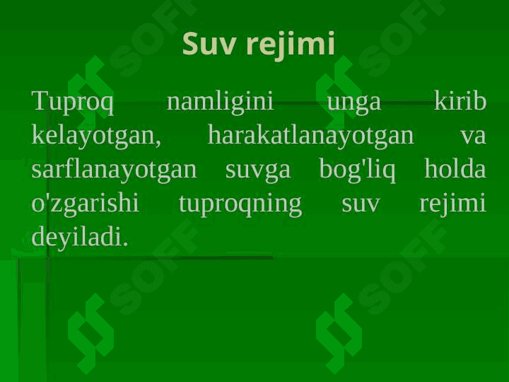 МАVZU:  ТUPROQNING SUV REJIMI HAMDA ULARNI BOSHQARISH USULLARI 2