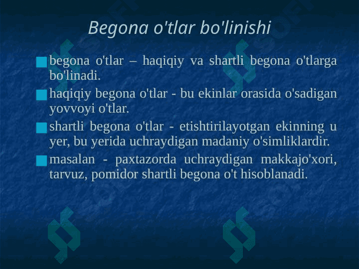 Mavzu: Begona o'tlar, ularning zarari va biologik xususiyatlari. 3