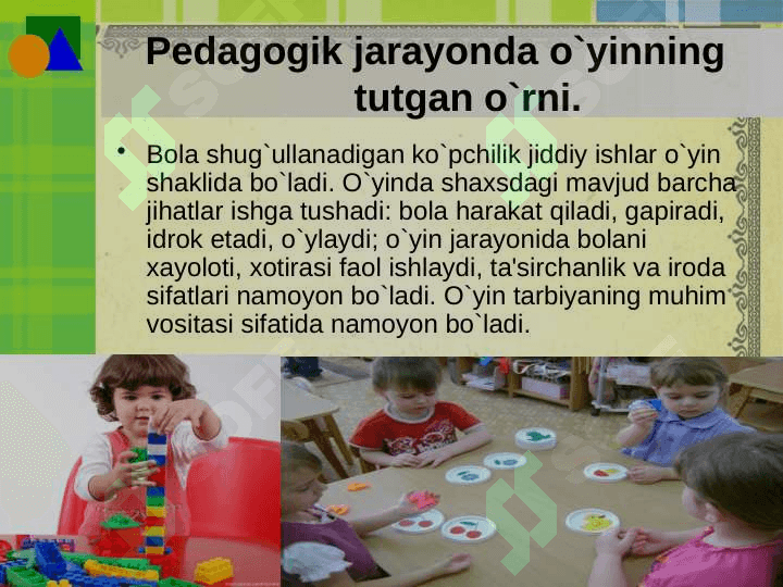 O'yin bolaning yetakchi faoliyati sifatida 3