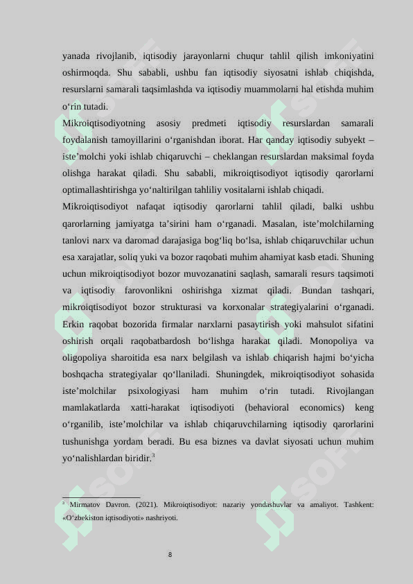 Mikroiqtisodiyot fanining predmeti, vazifalari va o‘rganish uslubi 8