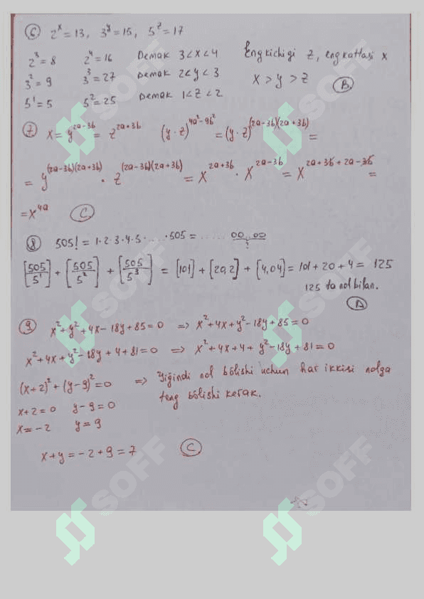 Hosilagacha mavzulardan 30 talik test yechimlari 2