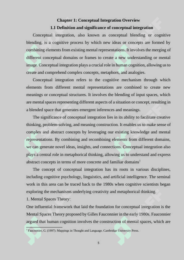 BLEND, INPUT, CROSS-DOMAIN CONCEPTS OF CONCEPTUAL INTEGRATION 5