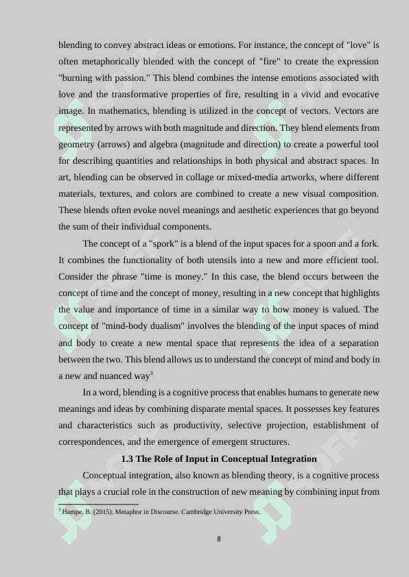 BLEND, INPUT, CROSS-DOMAIN CONCEPTS OF CONCEPTUAL INTEGRATION 8