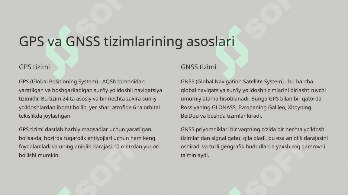 GPS va GNSS tizimlarida ishlovchi priyomniklar: tushuncha va foydalanish. 2