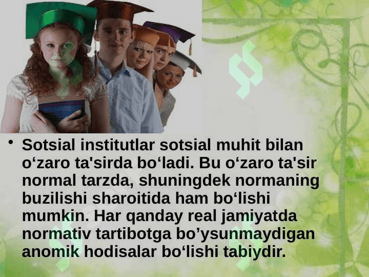 Sotsiologiyada sotsial institut tushunchasi 7