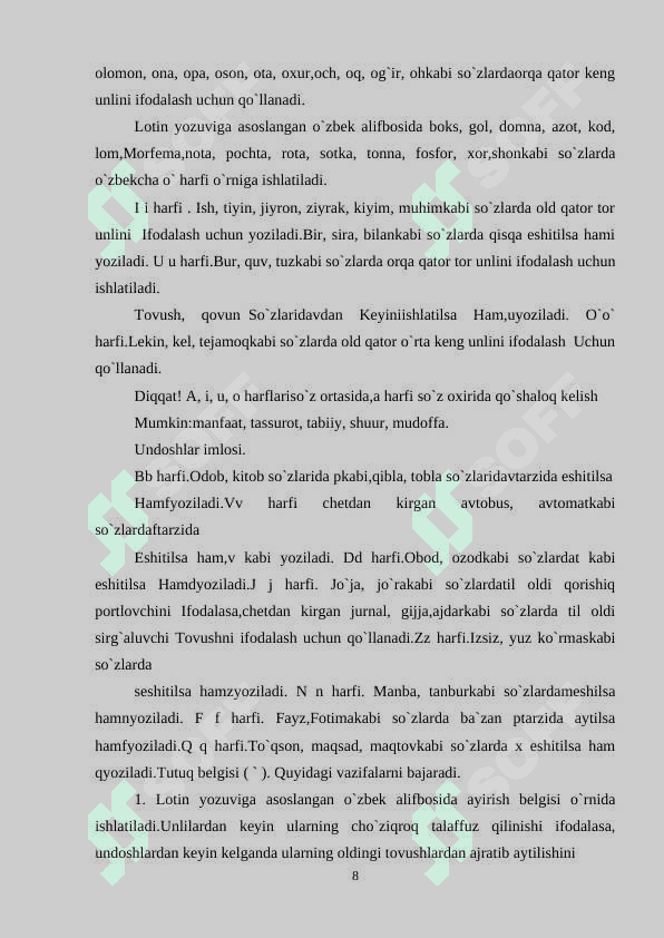 2-SINFDA JARANGLI VA JARANGSIZ UNDOSHLARNI O`RGANISH USLUBIYATI. 8