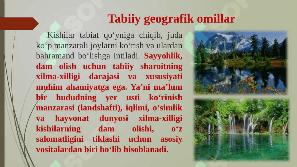 Turizm va uning rivojlanishiga ta’sir qiluvchi omillar 3