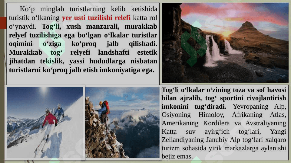 Turizm va uning rivojlanishiga ta’sir qiluvchi omillar 6