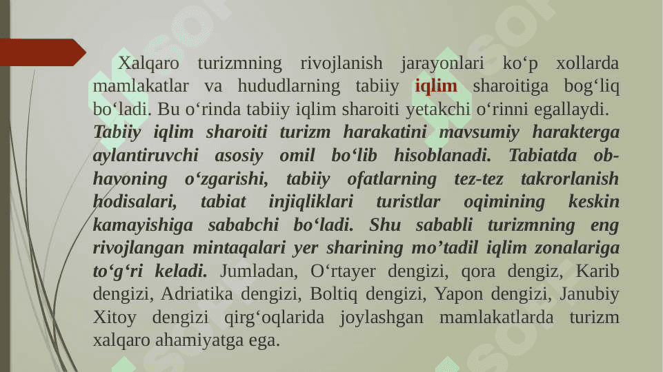 Turizm va uning rivojlanishiga ta’sir qiluvchi omillar 7
