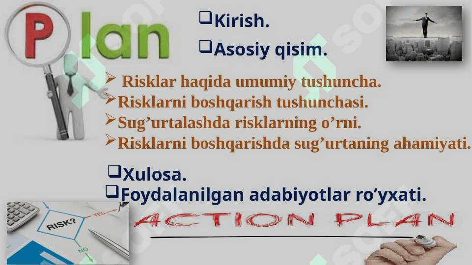 Risklarni boshqarish va ularni sug’urtalash 2