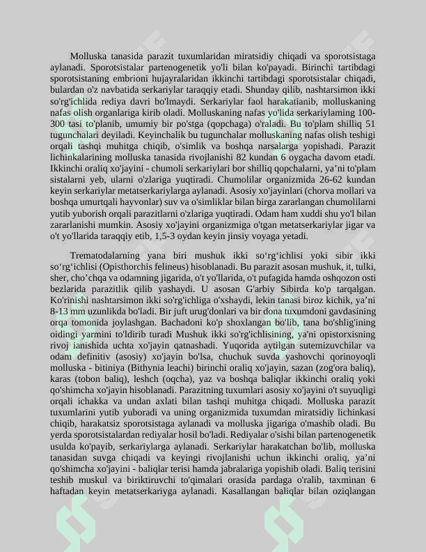 Parazitalogiya Labaratoriya, amaliy 3