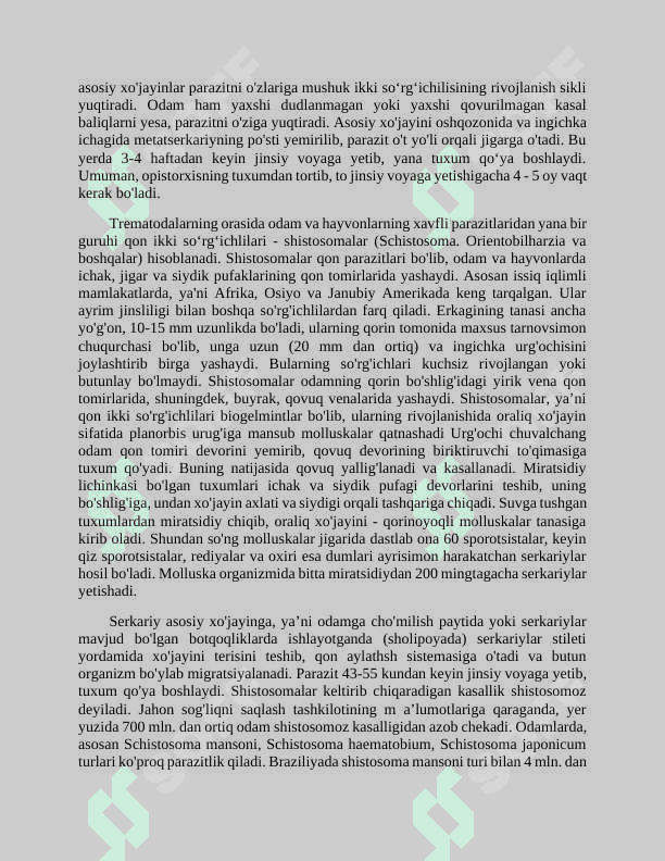 Parazitalogiya Labaratoriya, amaliy 4