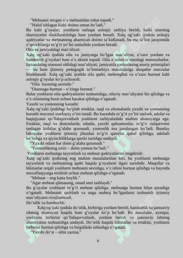 Bola tarbiyasida xalq og’zaki ijodidan foydalanish 8