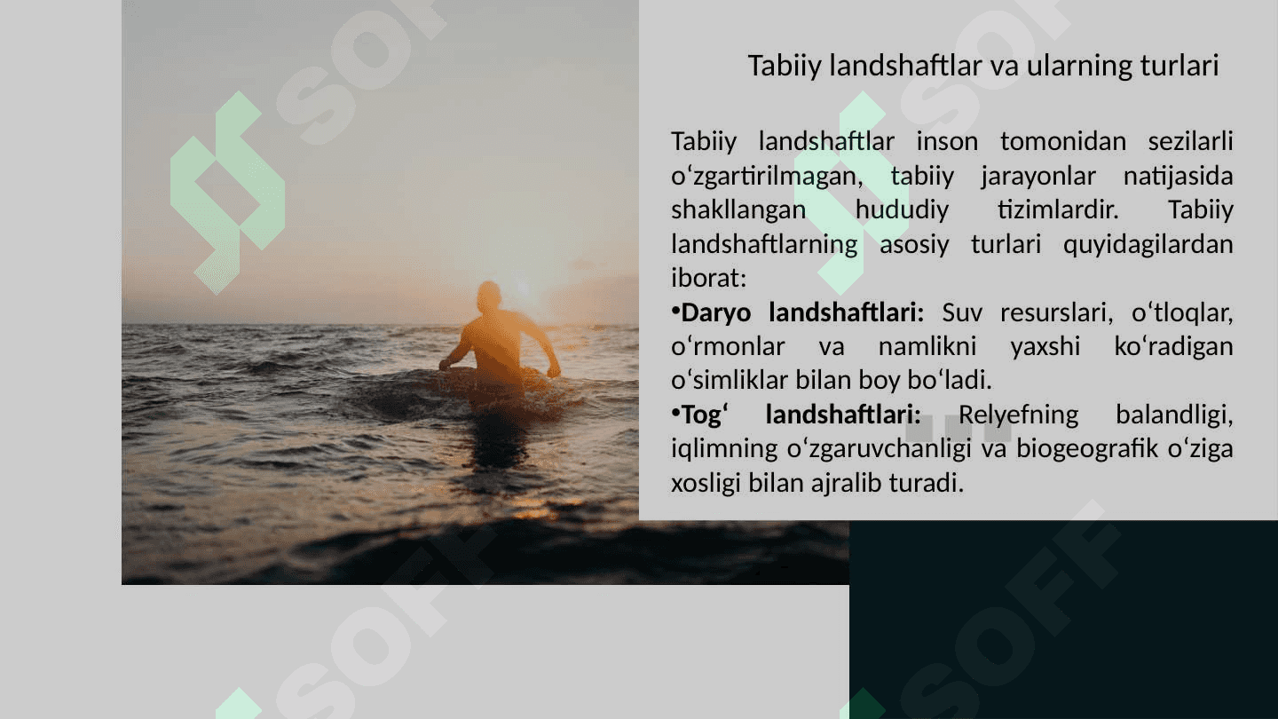 Landshaft. Ularning morfologik qismlari. Antropogen landshaftlar.” 7