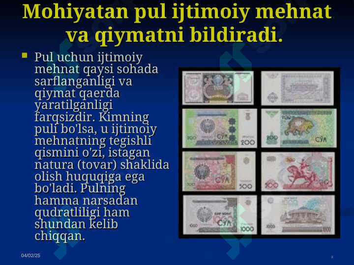 Pul muomilasi statistikasining ko`rsatkichlarini hisoblash 3