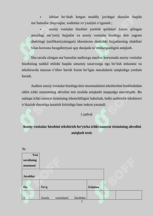 Asosiy vositalar auditi 7