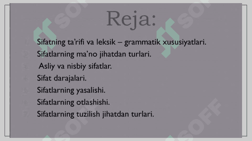 sifatning yasalishi 2