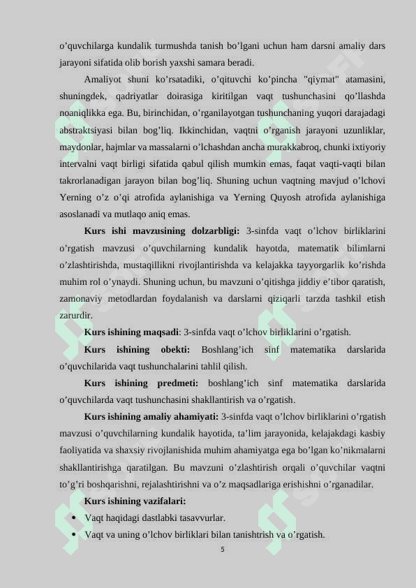 3-sinfda vaqt o'lchov birliklarini o'rgatish metodikasi 5