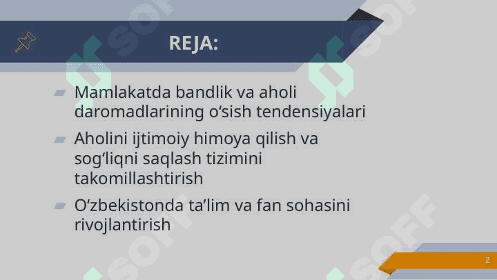 O‘zbekiston ijtimoiy sohalarining rivojlanishi 2