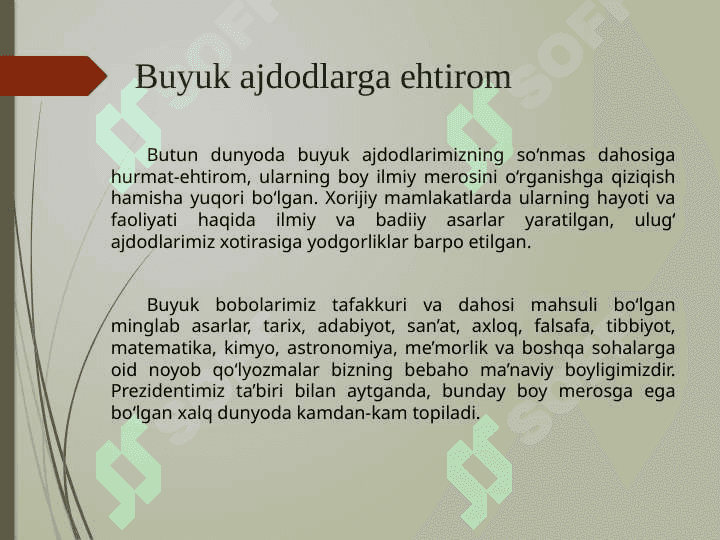 BUYUK AJDODLARGA EHTIROM 2