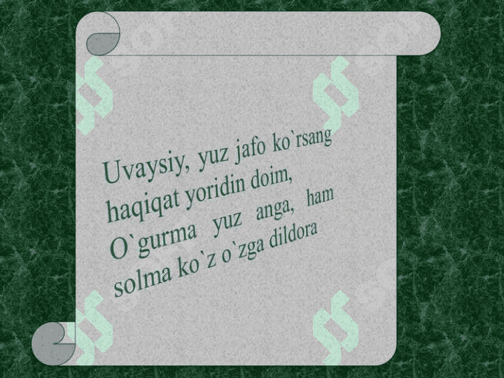 Uvaysiy hayoti va ijodi 2