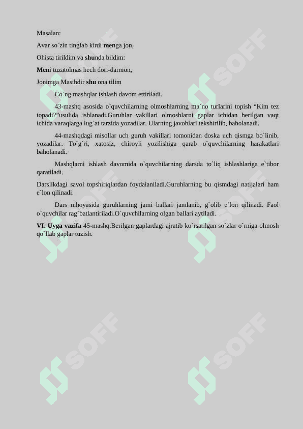 Olmosh so'z turkumi va uning tasnifi mavzusini o'rganish dars ishlanma 1