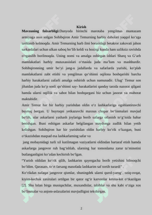 AMIR TEMURNING HARBIY YURISHLARI 2