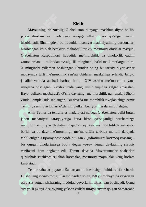 AMIR TEMUR DAVRI ME’MORCHILIGI 2