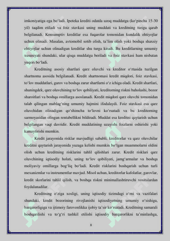 Kreditning mohiyati va vazifalari 8