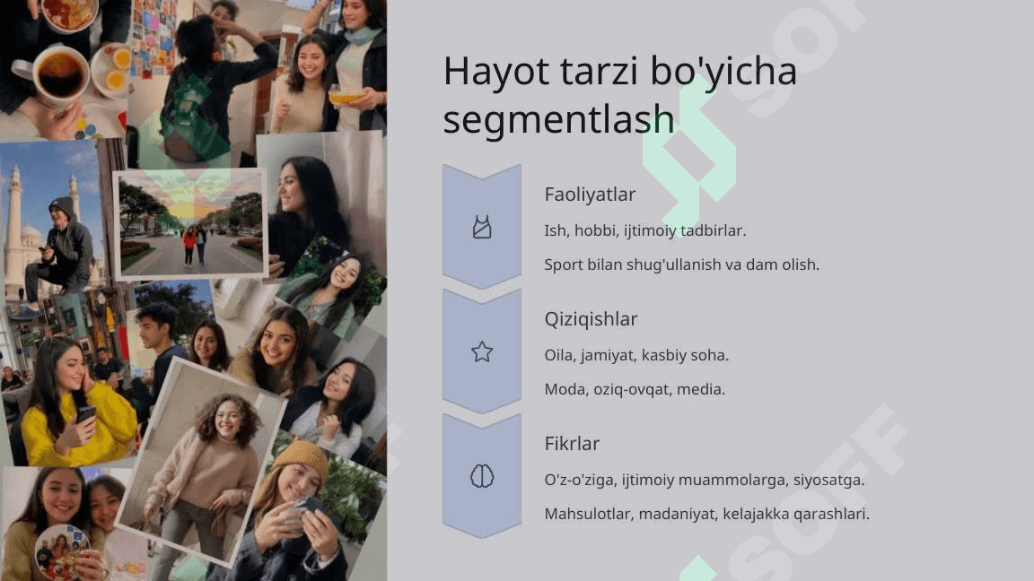 Brendingda iste'molchilarni psixografik omillar bo'yicha segmentlash 5