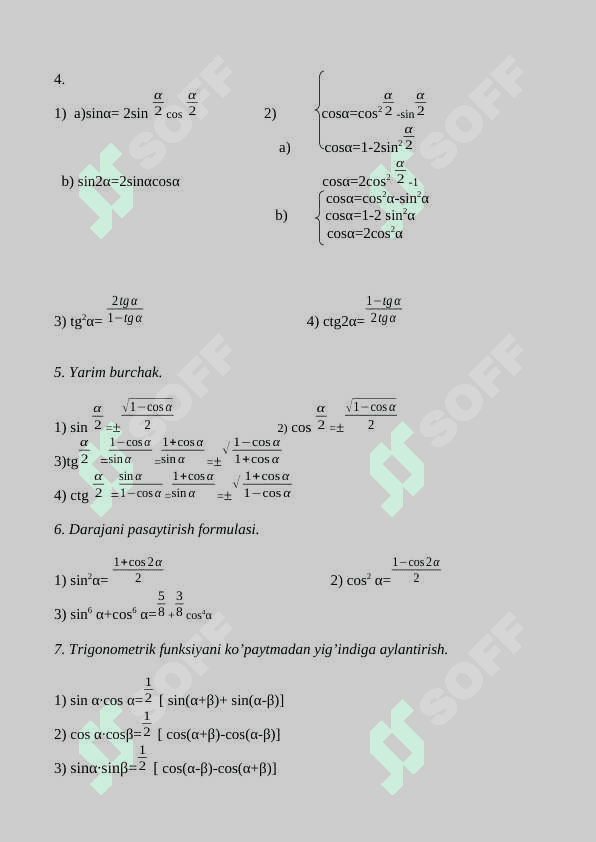Trigonometrik formulalar 2