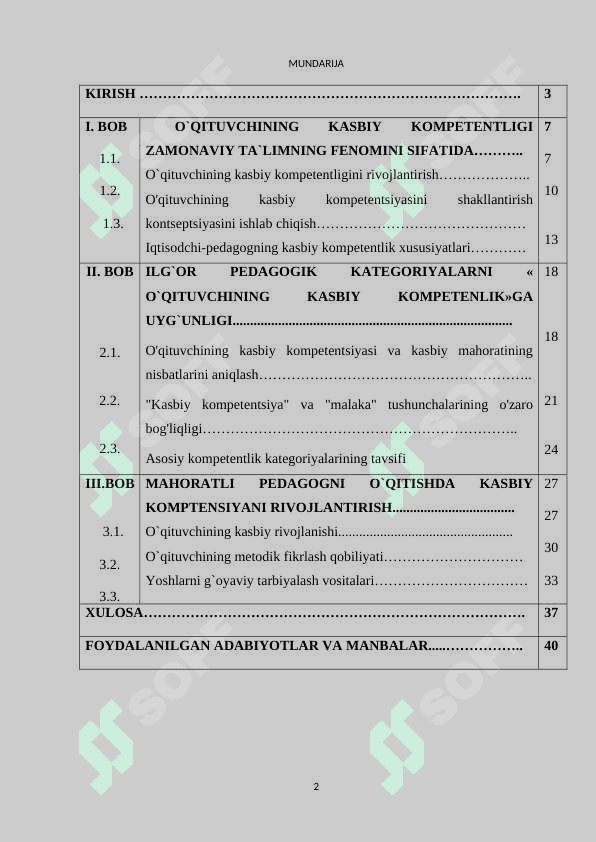 MAHORATLI PEDAGOGNI O`QITISHDA KASBIY KOMPTENSIYANI RIVOJLANTIRISH 2