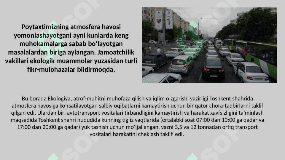 Atmosferani avtotransportlar bilan ifloslanishi 2
