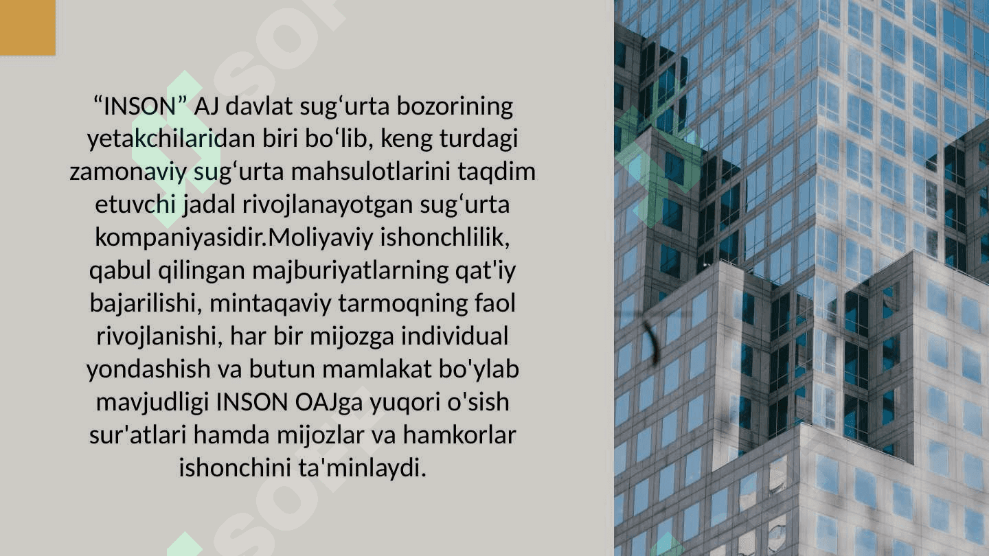MAVZU: INSON INSURANCE 2