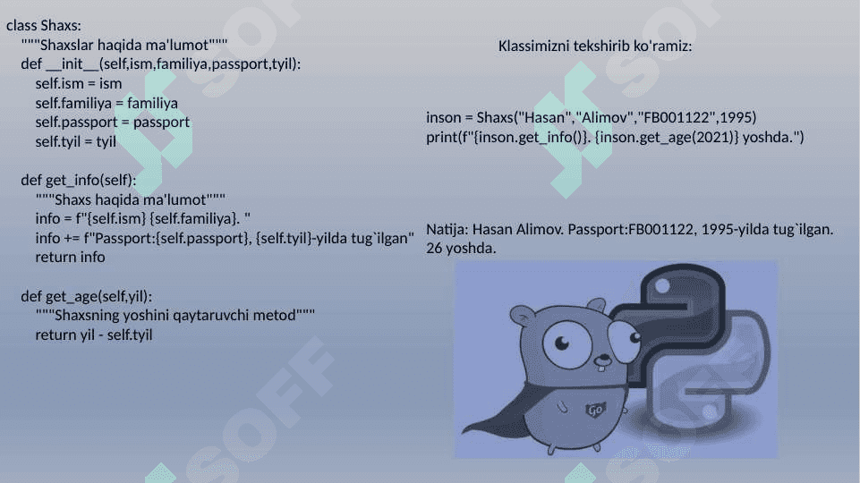 Python . VORISLIK VA POLIMORFIZM 4