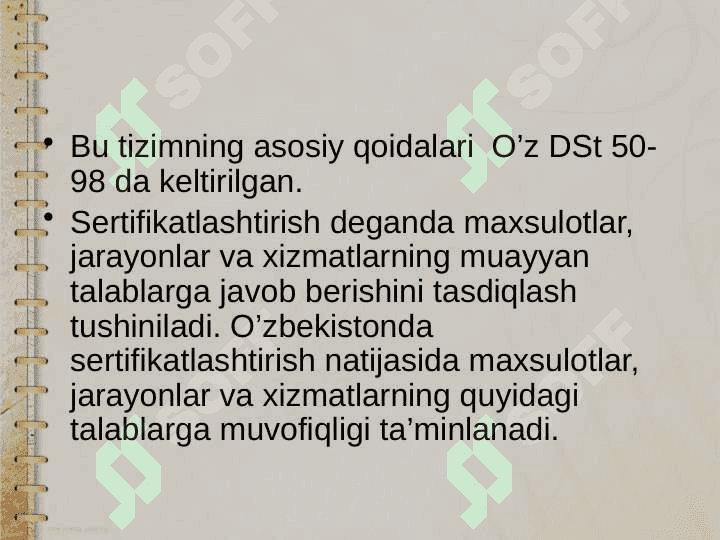 Sifat nazoratini tashkillashtirish 2