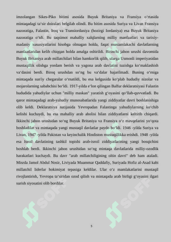 Yaqin Sharq mintaqasida ziddiyatli vaziyat sabablari tarixi 5